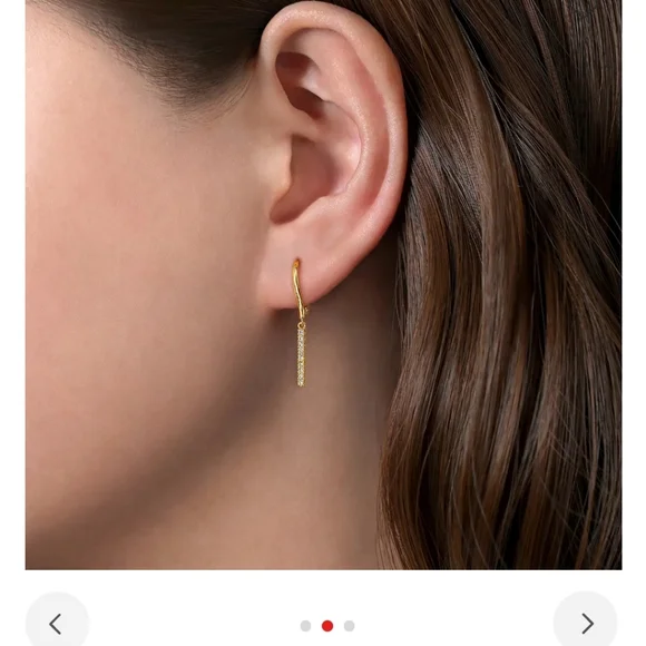 Gabriel and Co 14K Diamond Bar Drop Earrings - Picture 3 of 3